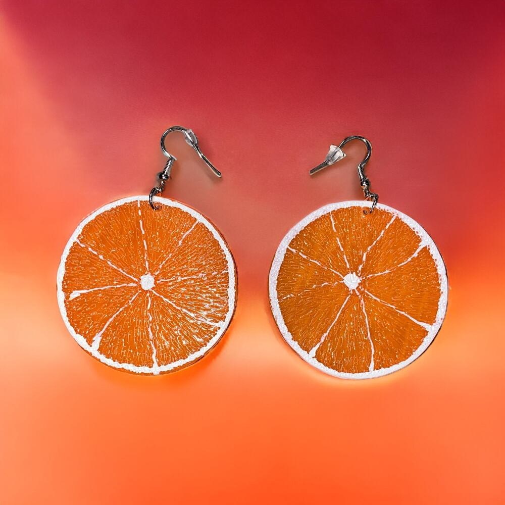 New Orange Fruit Citrus Slices‎ Earrings Lightweight Dangle Summer Food Candy